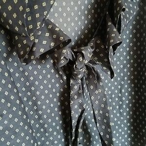 GAP Cotton and Silk Ruffle Navy and Gold Tank